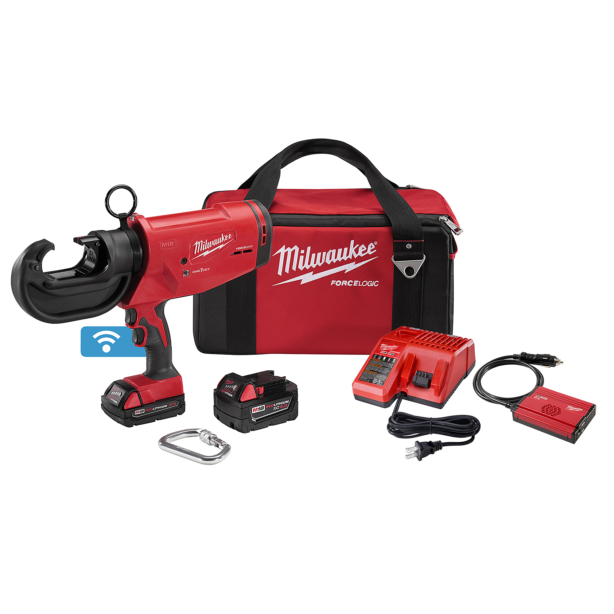 Milwaukee, M18 Cordless FORCE LOGIC 12 Ton Utility Crimper Kit, Max. Pipe Diameter 1/5 in, Model# 2778-22